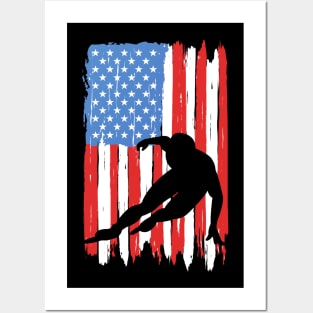 American Flag Speed Skating Graphic Posters and Art
